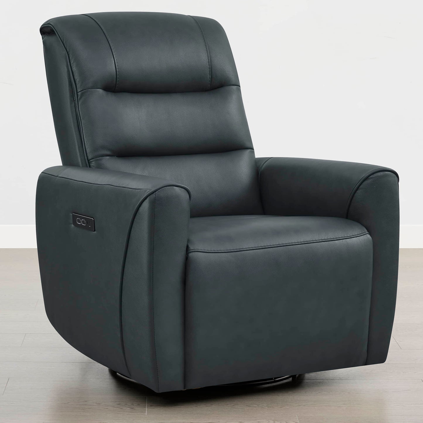 Leather Swivel Glider Recliner with Power Headrest