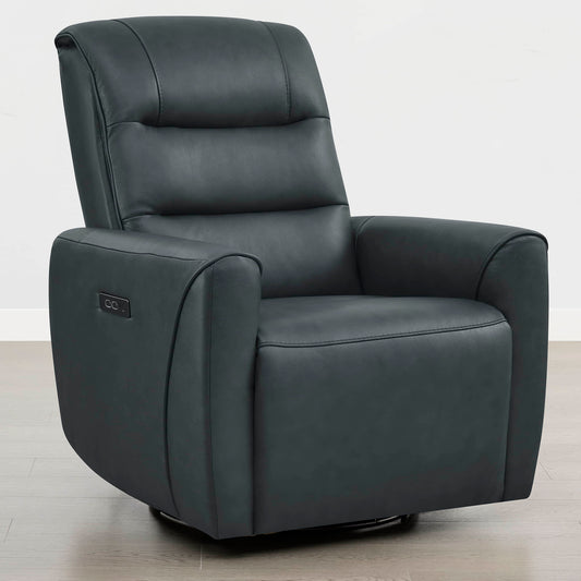 Leather Swivel Glider Recliner with Power Headrest