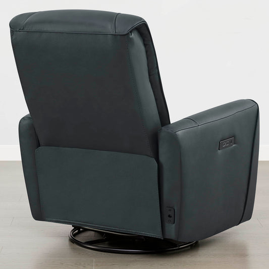 Leather Swivel Glider Recliner with Power Headrest