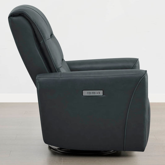 Leather Swivel Glider Recliner with Power Headrest