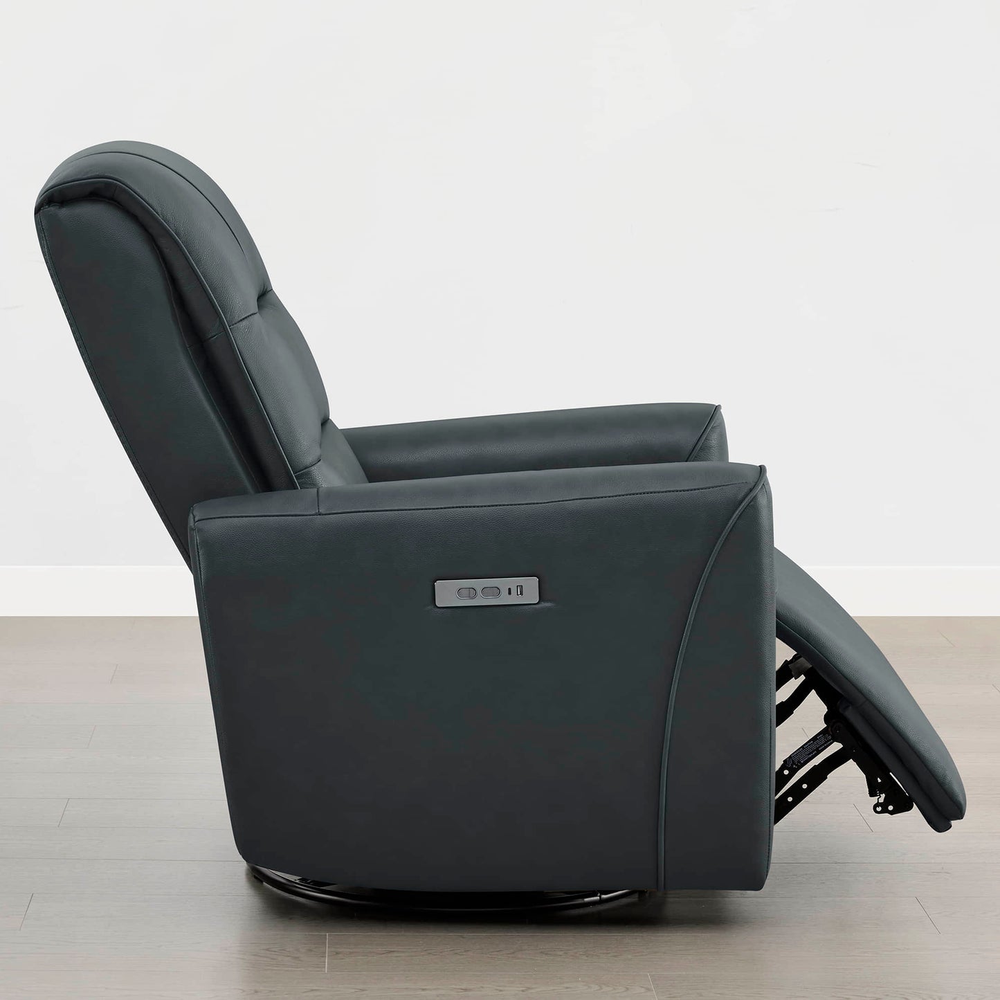 Leather Swivel Glider Recliner with Power Headrest