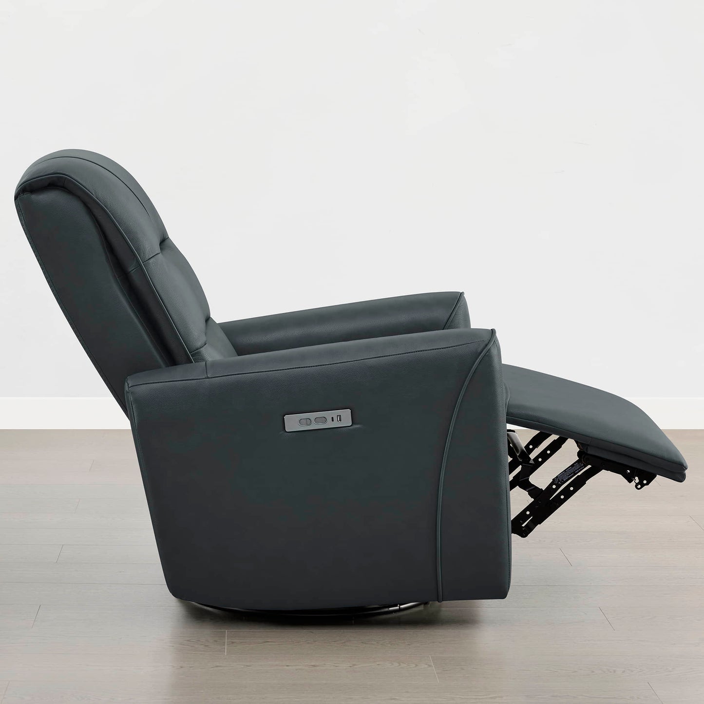 Leather Swivel Glider Recliner with Power Headrest