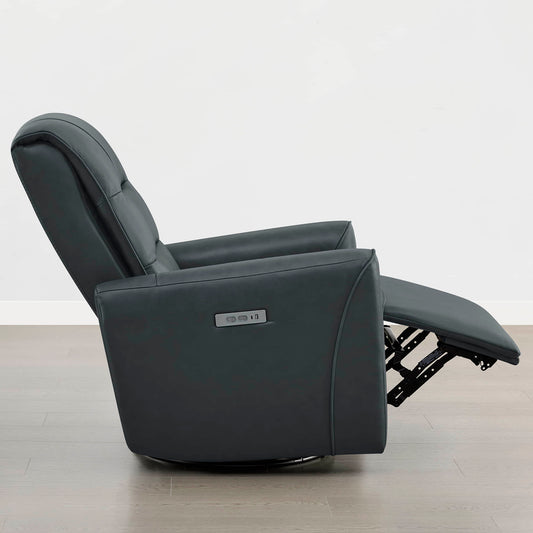 Leather Swivel Glider Recliner with Power Headrest