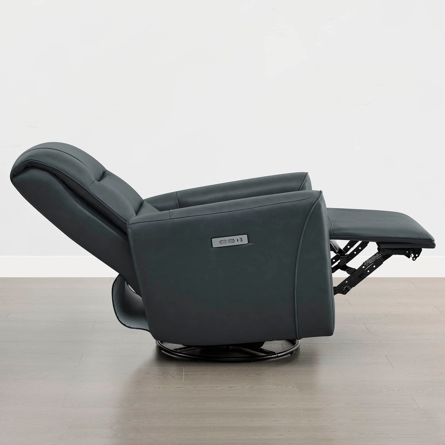 Leather Swivel Glider Recliner with Power Headrest