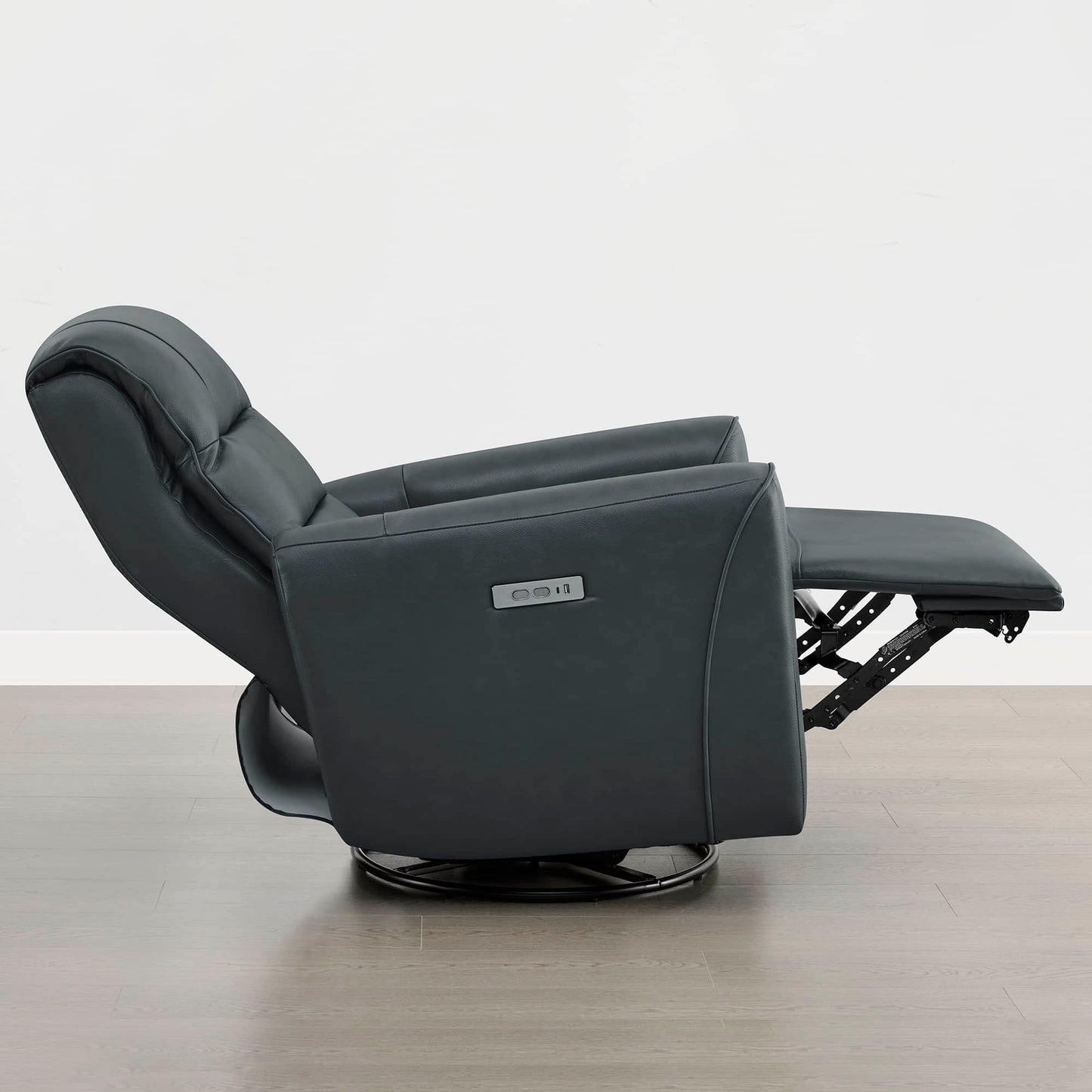 Leather Swivel Glider Recliner with Power Headrest