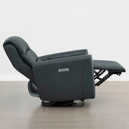 Leather Swivel Glider Recliner with Power Headrest