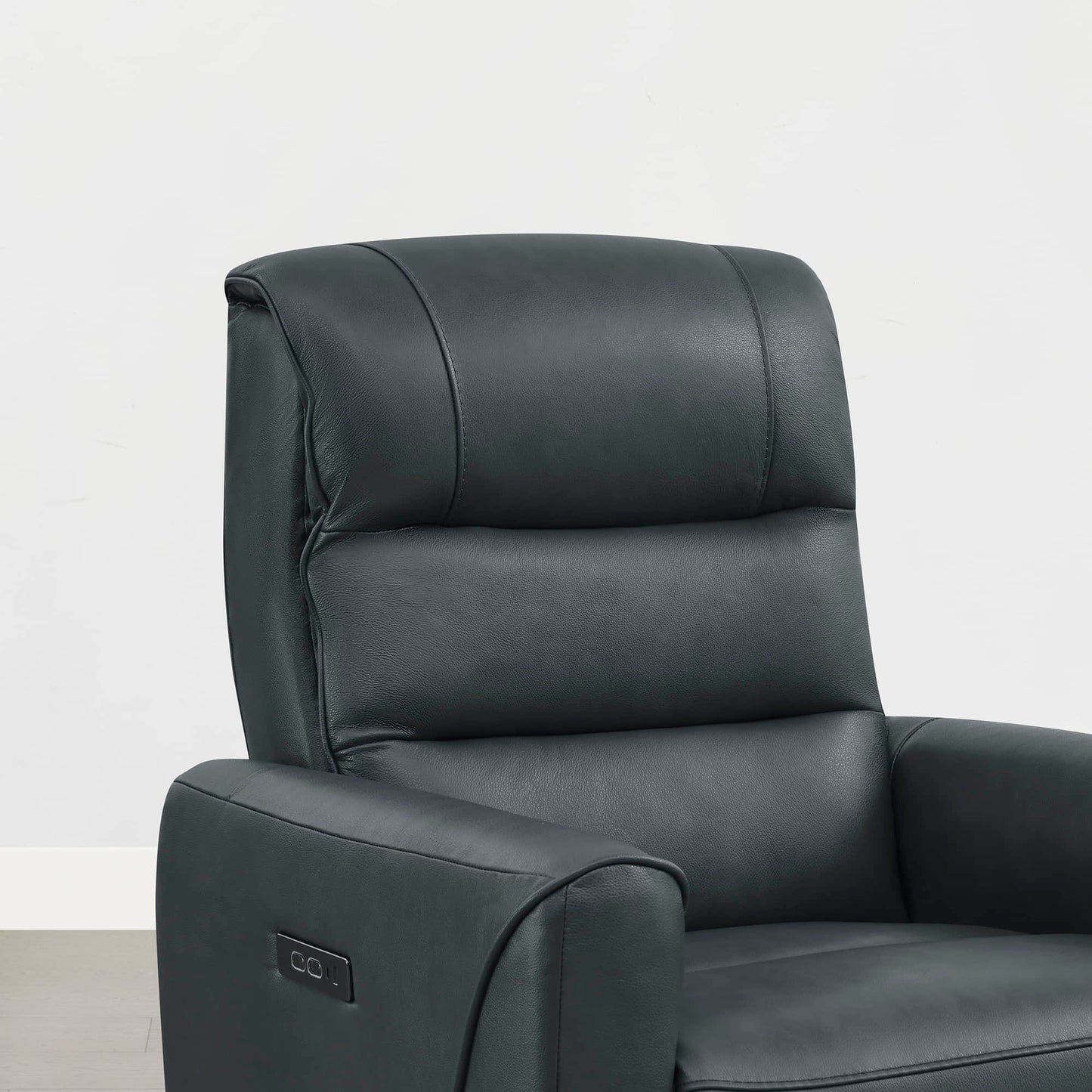 Leather Swivel Glider Recliner with Power Headrest