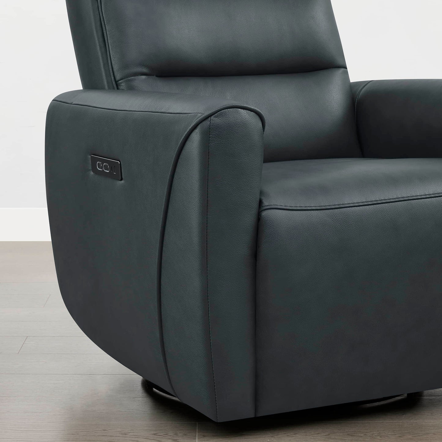 Leather Swivel Glider Recliner with Power Headrest