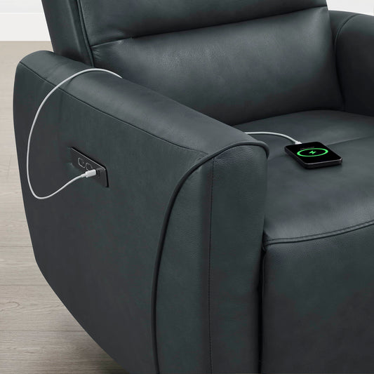 Leather Swivel Glider Recliner with Power Headrest