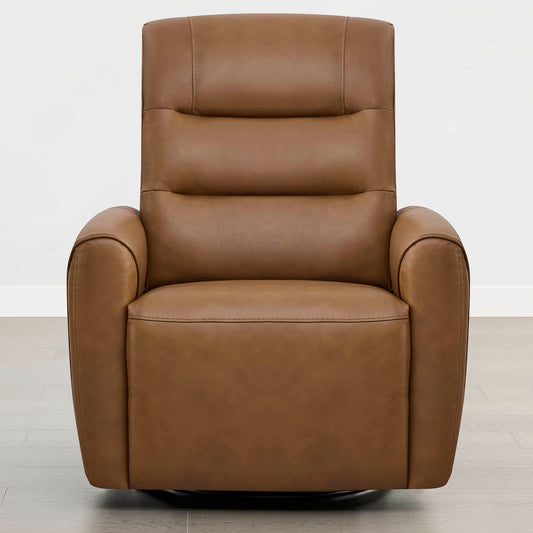 Leather Swivel Glider Recliner with Power Headrest