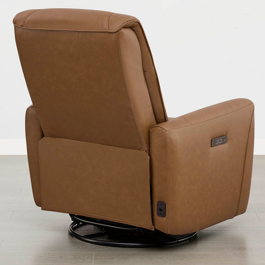 Leather Swivel Glider Recliner with Power Headrest