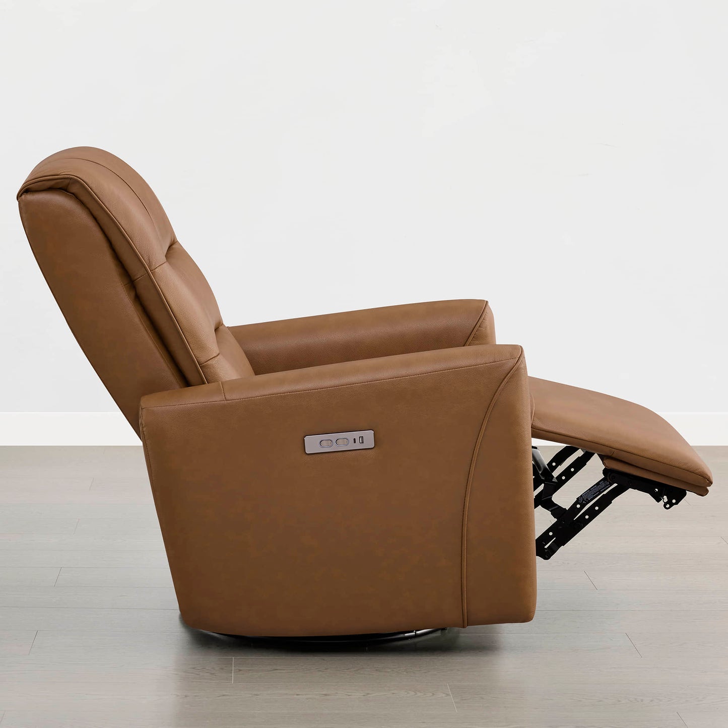 Leather Swivel Glider Recliner with Power Headrest