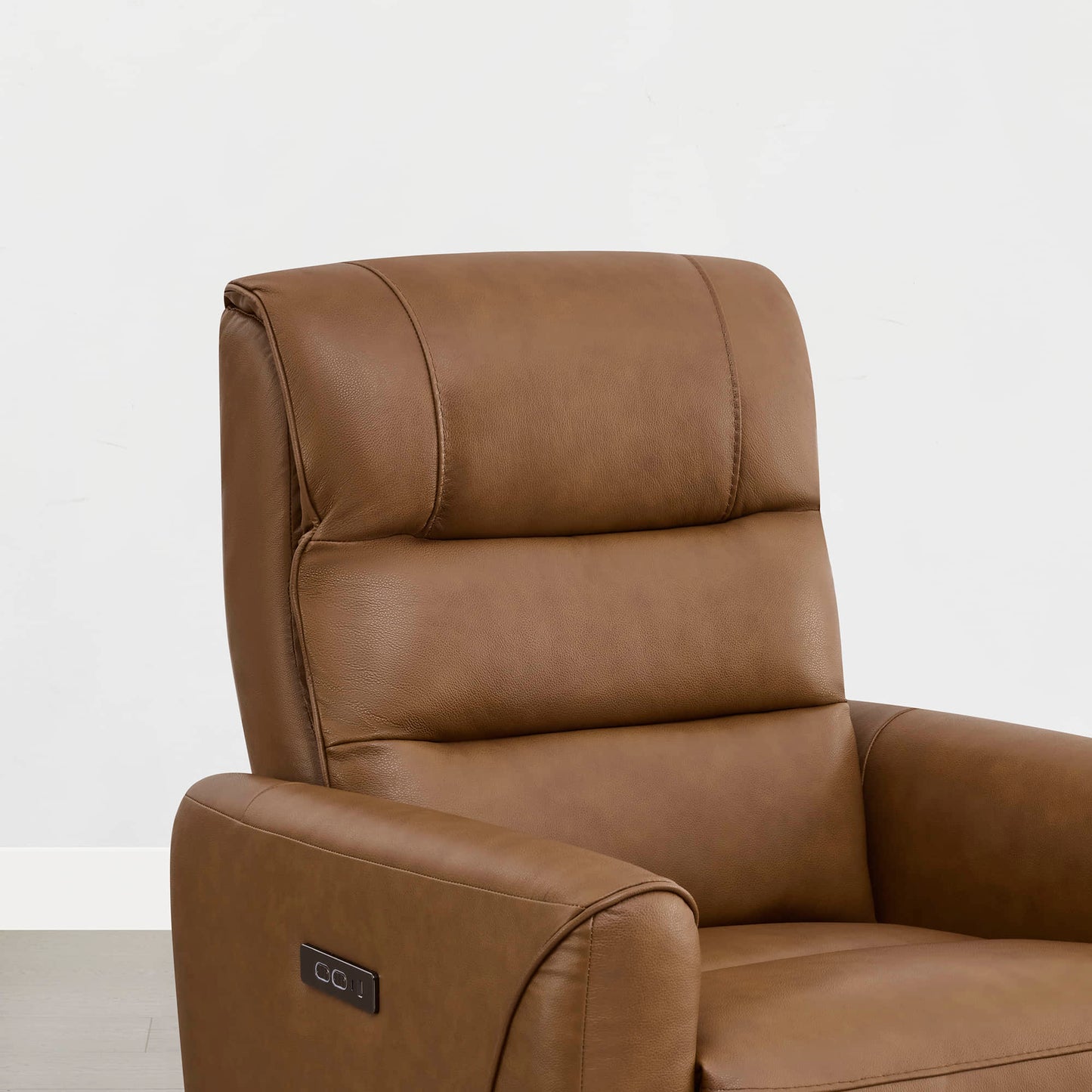 Leather Swivel Glider Recliner with Power Headrest
