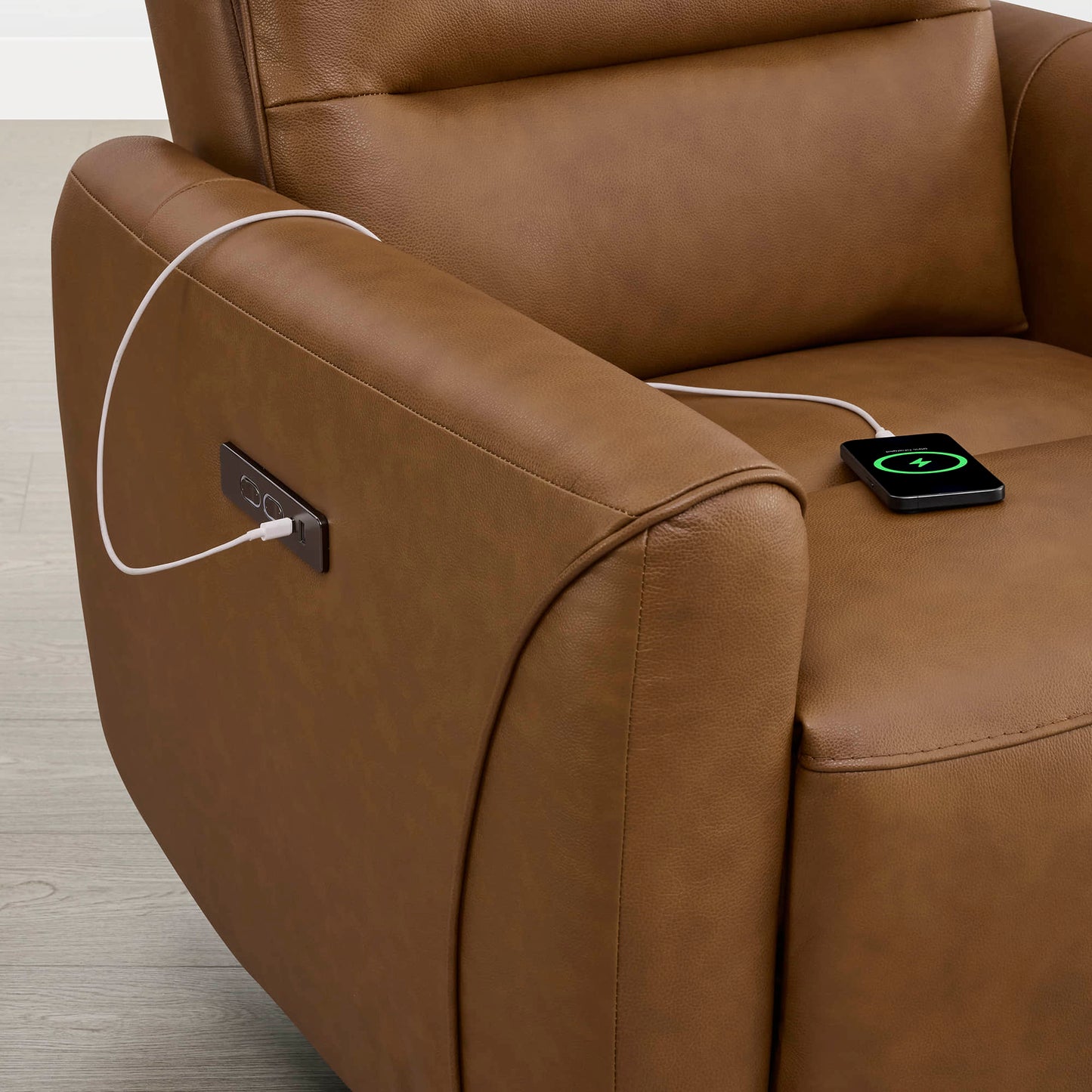 Leather Swivel Glider Recliner with Power Headrest