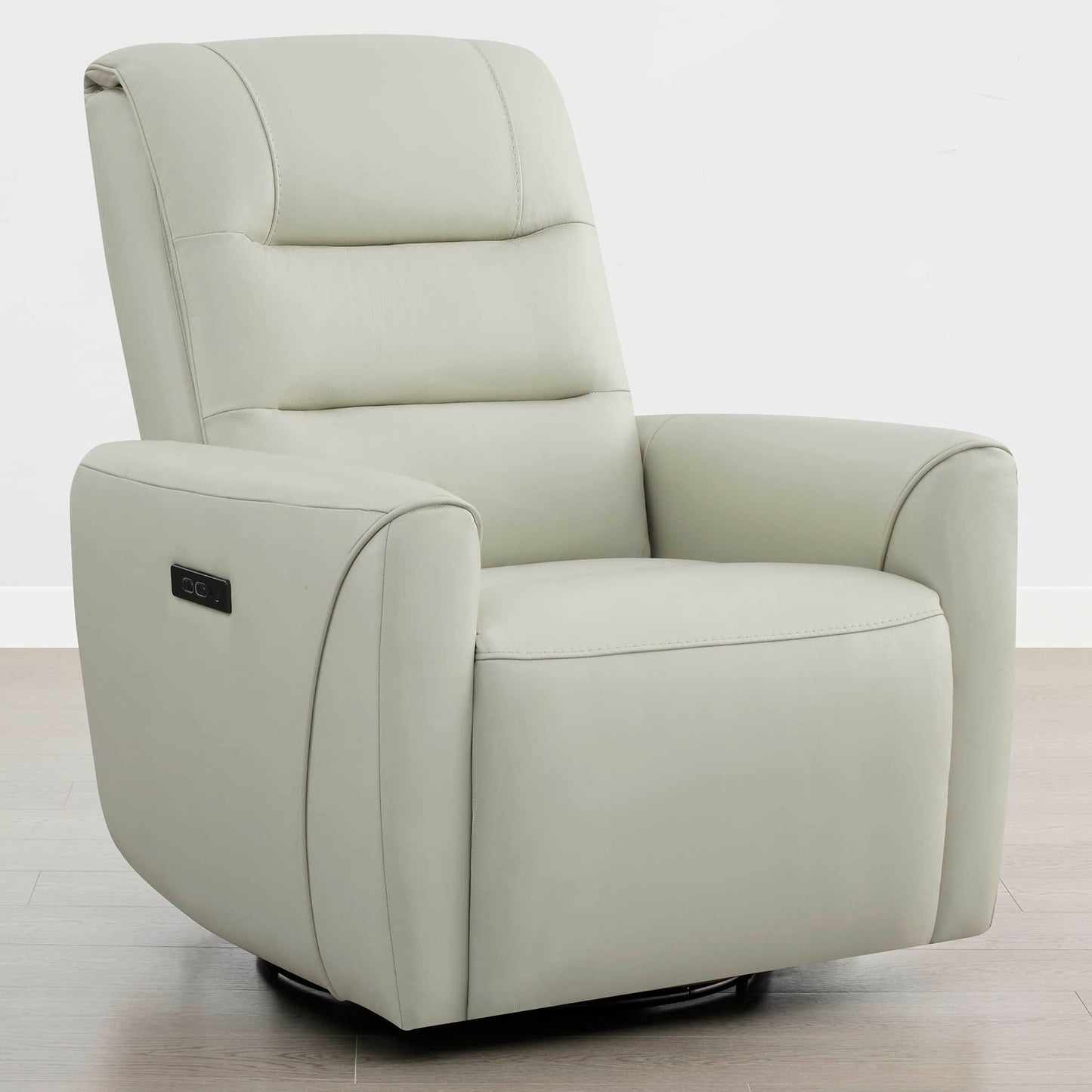 Leather Swivel Glider Recliner with Power Headrest