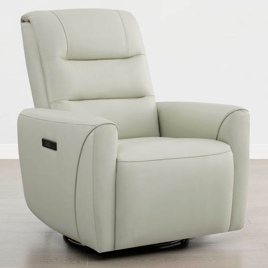 Leather Swivel Glider Recliner with Power Headrest