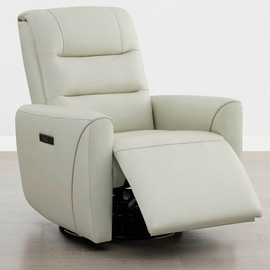 Leather Swivel Glider Recliner with Power Headrest