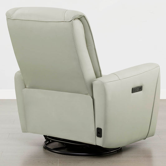 Leather Swivel Glider Recliner with Power Headrest