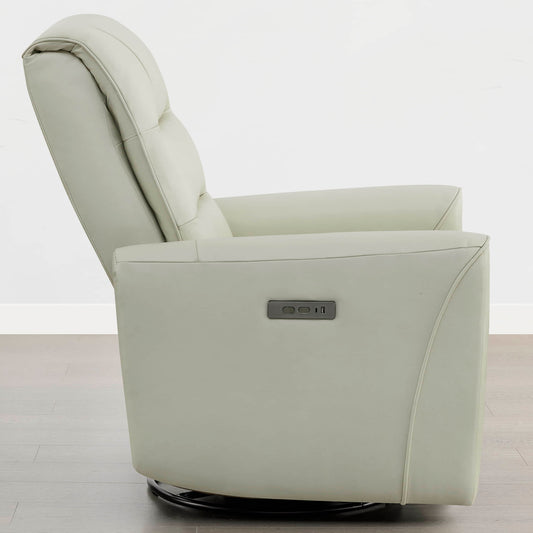 Leather Swivel Glider Recliner with Power Headrest