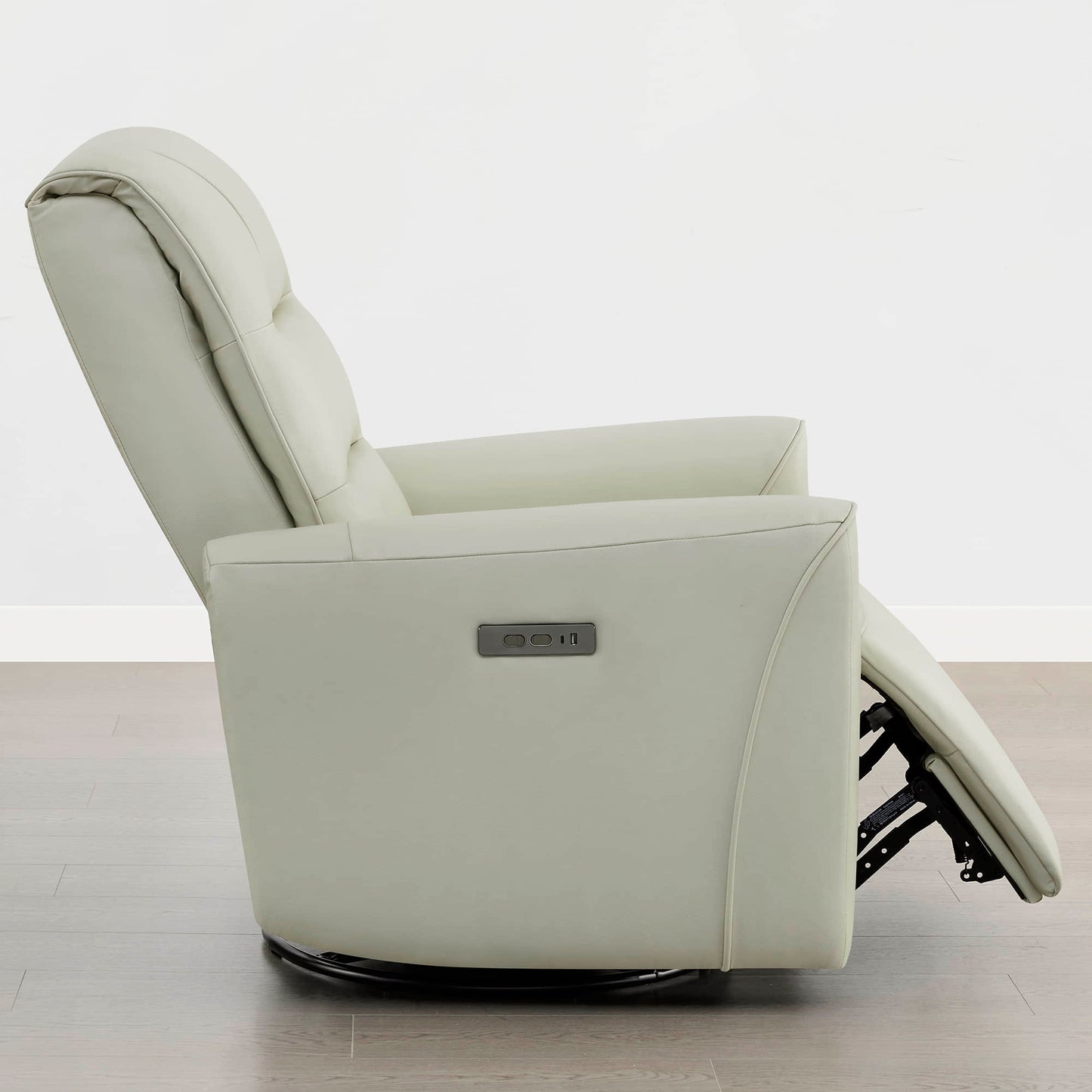 Leather Swivel Glider Recliner with Power Headrest