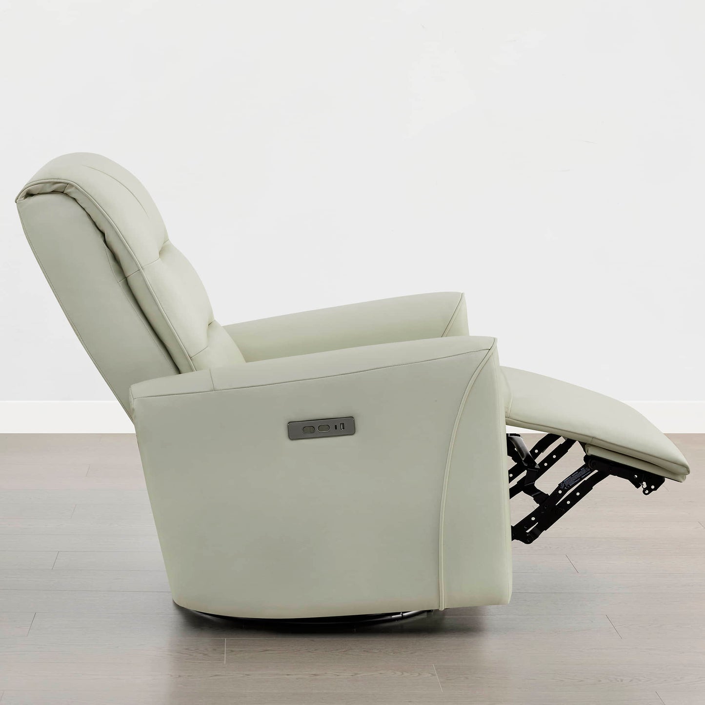 Leather Swivel Glider Recliner with Power Headrest