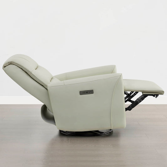 Leather Swivel Glider Recliner with Power Headrest