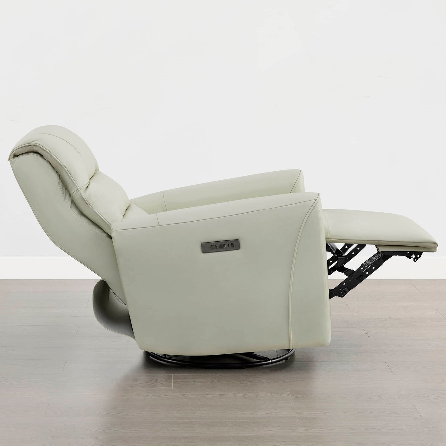 Leather Swivel Glider Recliner with Power Headrest