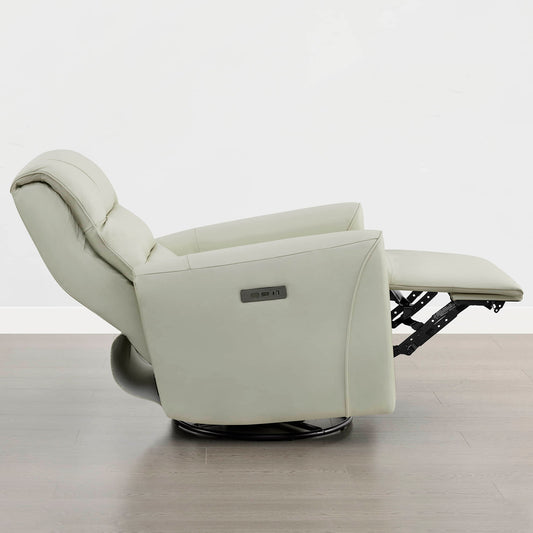 Leather Swivel Glider Recliner with Power Headrest