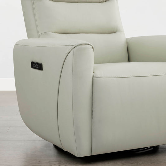 Leather Swivel Glider Recliner with Power Headrest