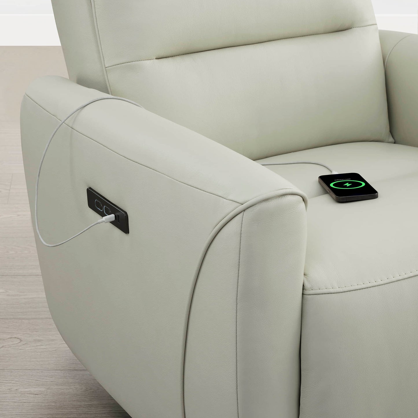 Leather Swivel Glider Recliner with Power Headrest