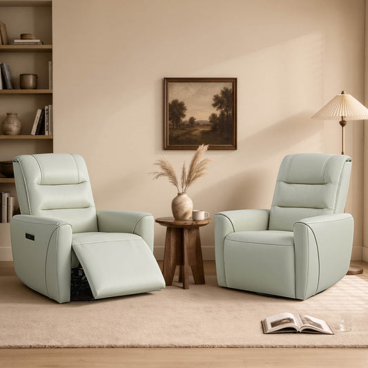 Leather Swivel Glider Recliner with Power Headrest