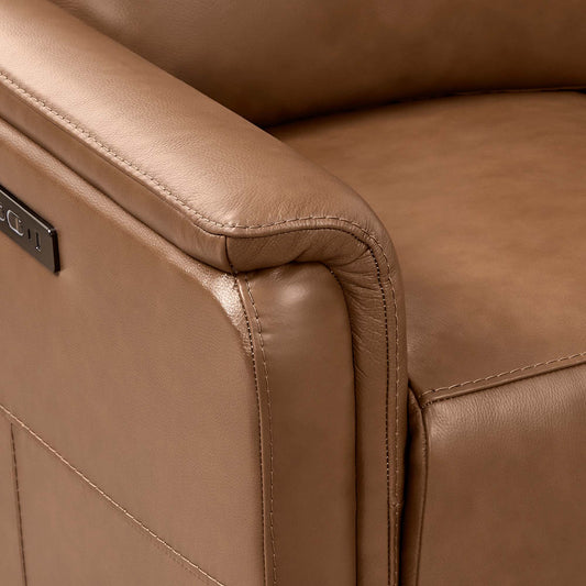 Leather Swivel Glider Recliner with Power Headrest