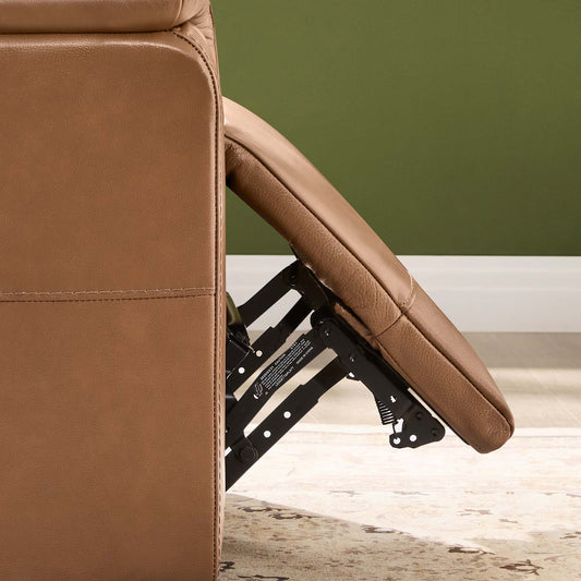 Leather Swivel Glider Recliner with Power Headrest
