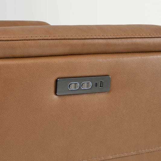 Leather Swivel Glider Recliner with Power Headrest