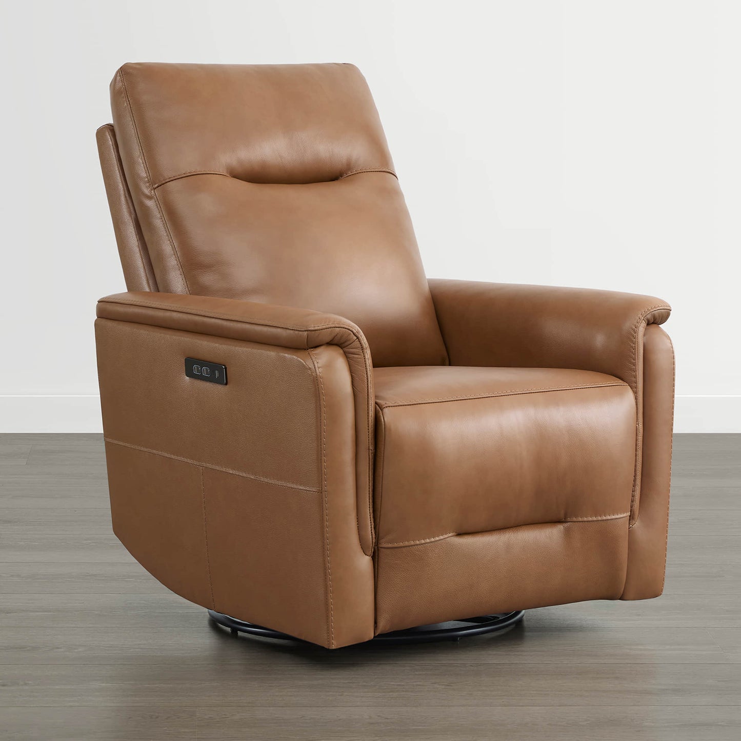Leather Swivel Glider Recliner with Power Headrest