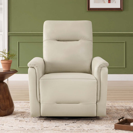 Leather Swivel Glider Recliner with Power Headrest
