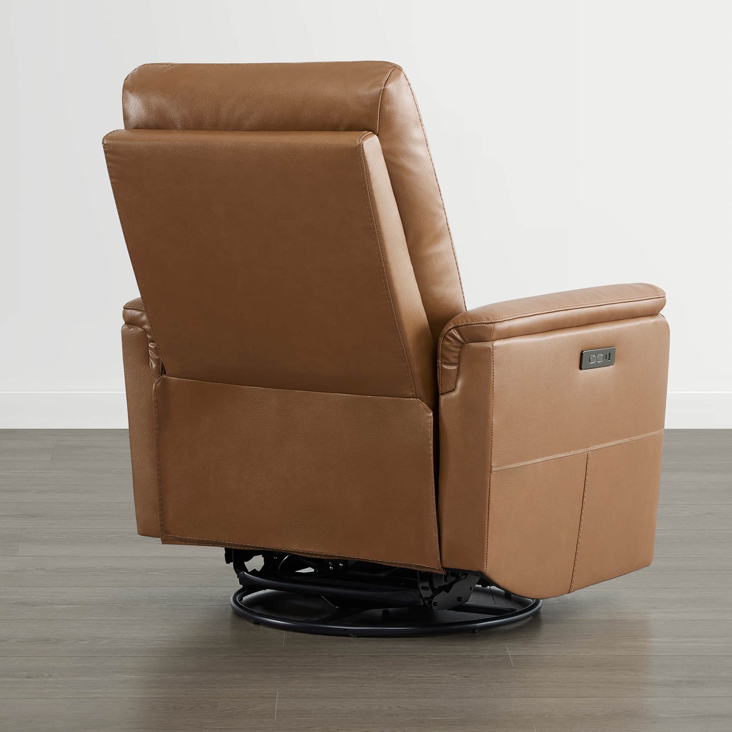 Leather Swivel Glider Recliner with Power Headrest