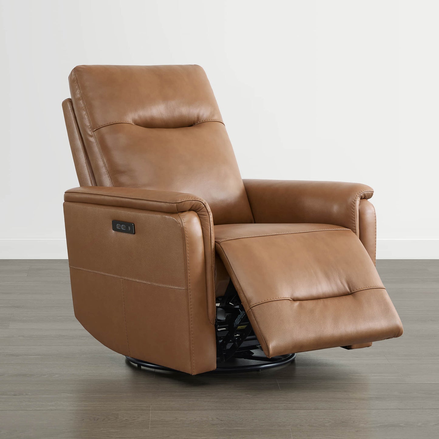 Leather Swivel Glider Recliner with Power Headrest
