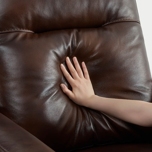 Leather Swivel Glider Recliner with Power Headrest