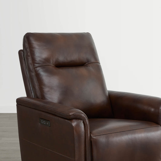 Leather Swivel Glider Recliner with Power Headrest