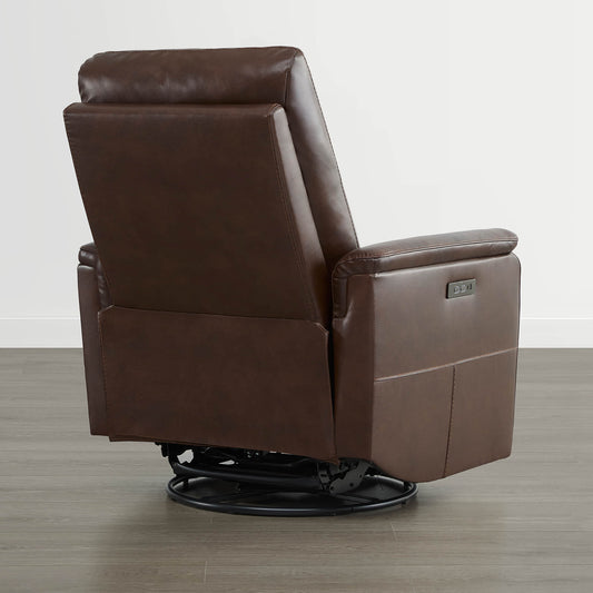 Leather Swivel Glider Recliner with Power Headrest