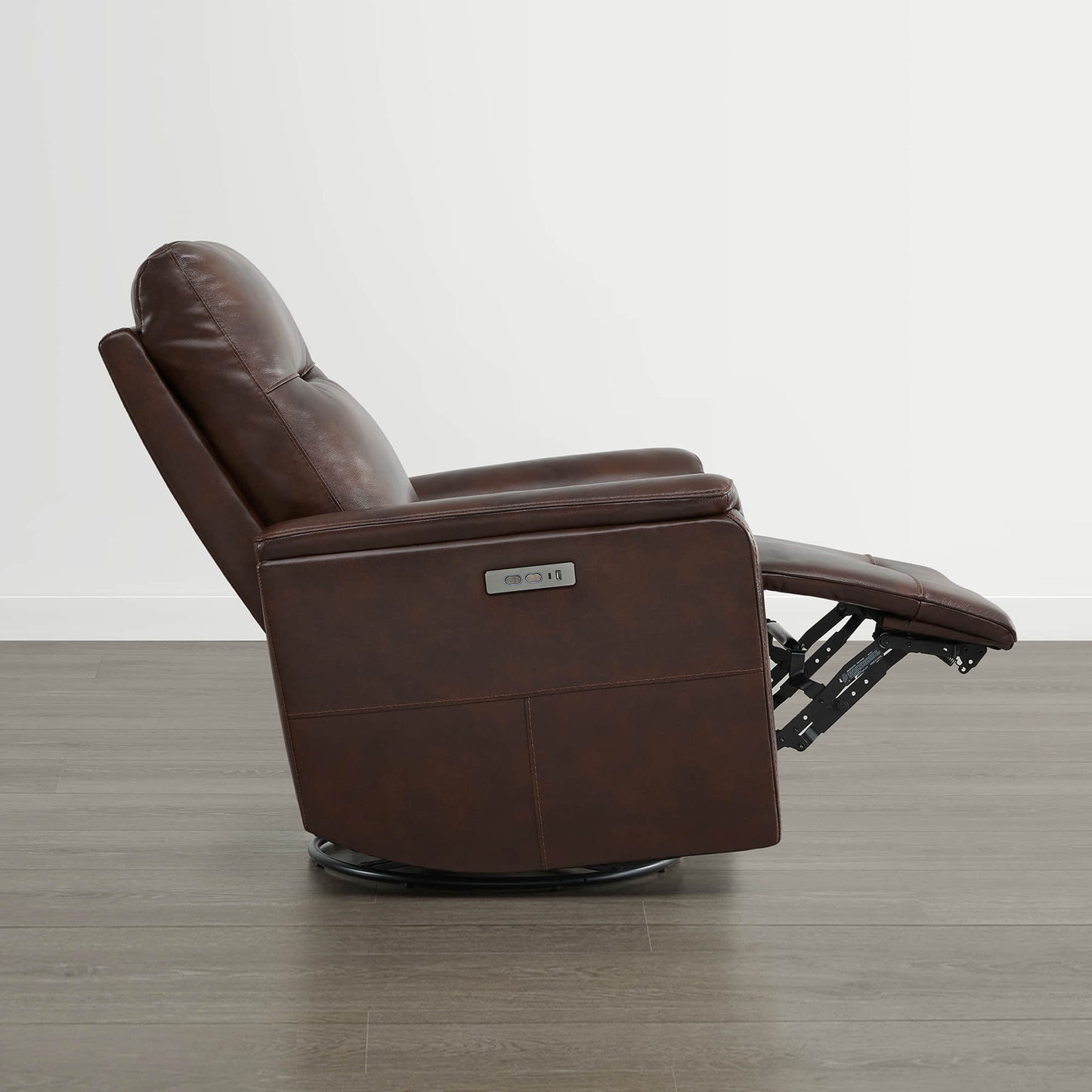 Leather Swivel Glider Recliner with Power Headrest