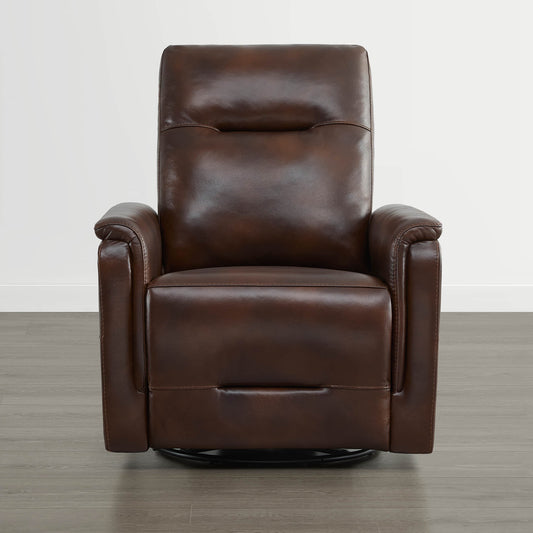 Leather Swivel Glider Recliner with Power Headrest