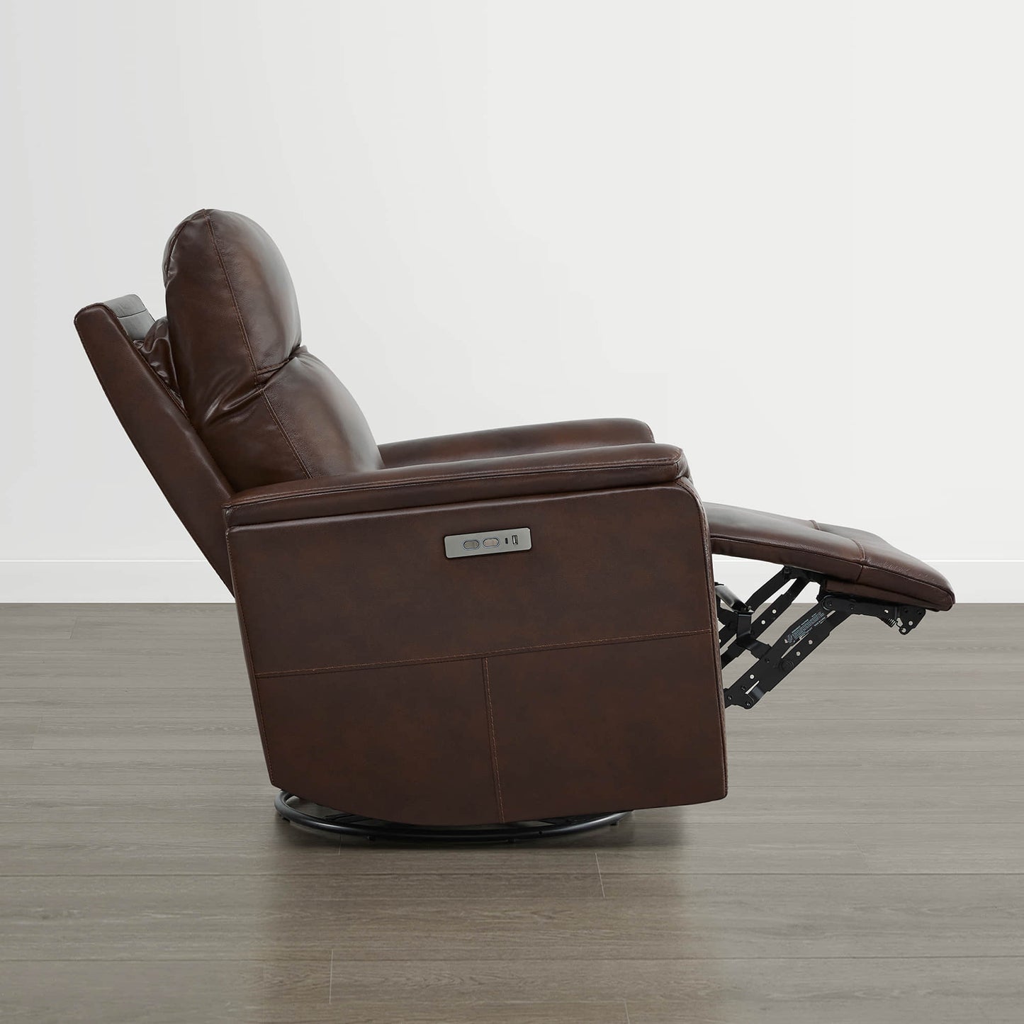 Leather Swivel Glider Recliner with Power Headrest