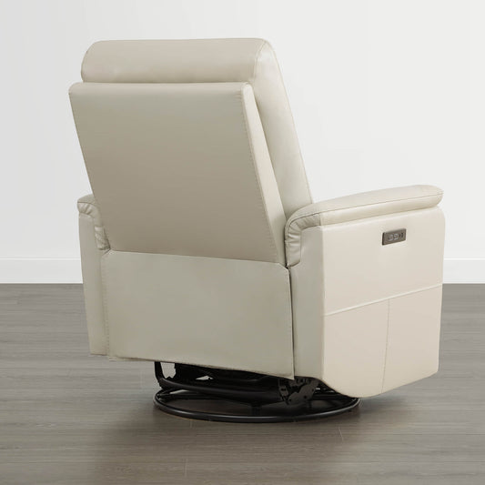 Leather Swivel Glider Recliner with Power Headrest