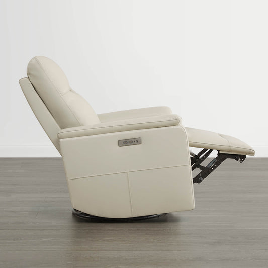 Leather Swivel Glider Recliner with Power Headrest