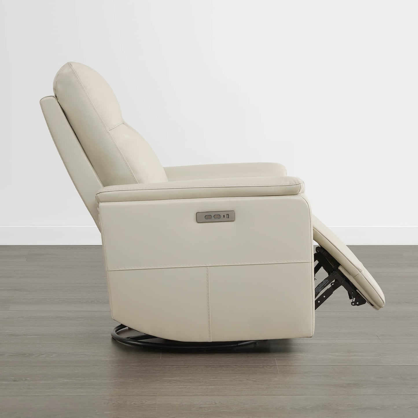 Leather Swivel Glider Recliner with Power Headrest