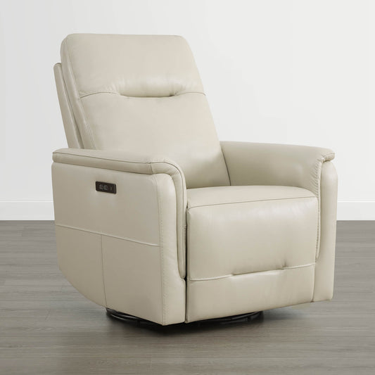Leather Swivel Glider Recliner with Power Headrest