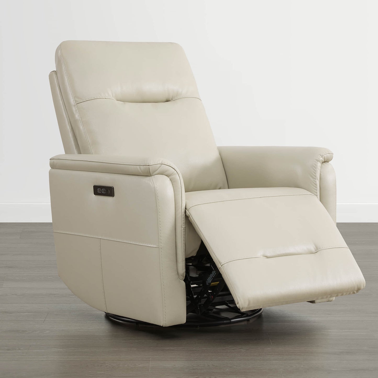 Leather Swivel Glider Recliner with Power Headrest