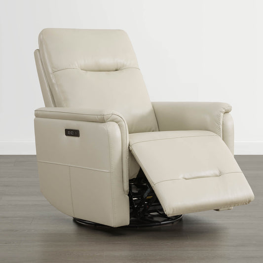 Leather Swivel Glider Recliner with Power Headrest